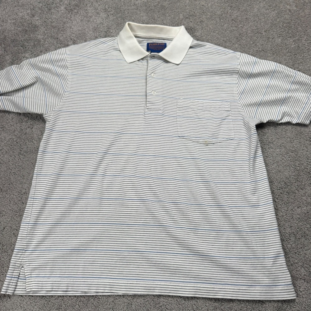 Vintage Pendleton Men's Small 100% Mercerized Cotton Short Sleeve Polo White